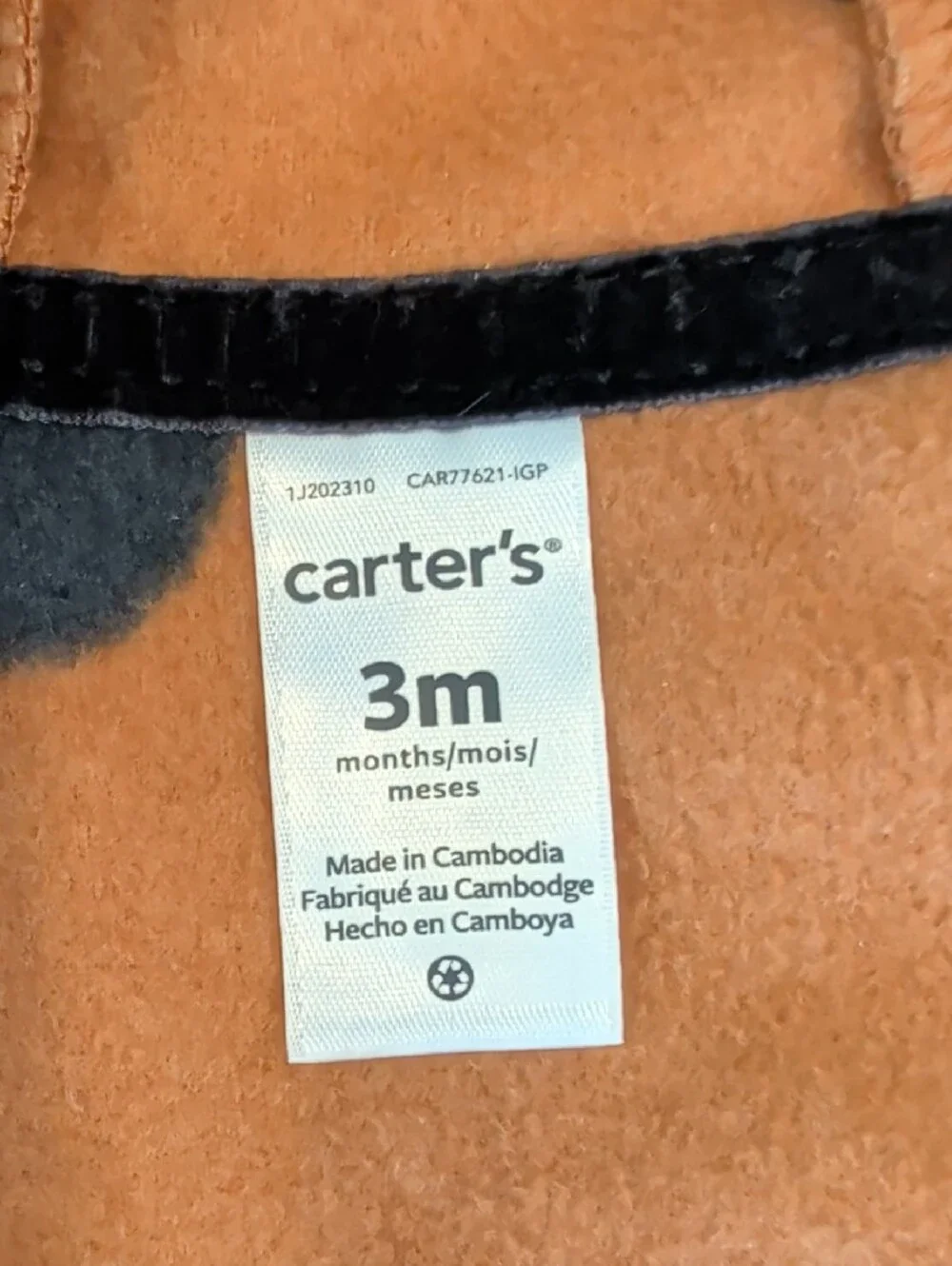 Carter's Black and Rust Orange Polka Dot Hooded Vest